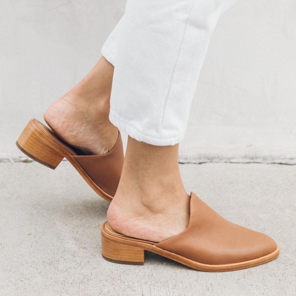 Soludos Leather CLASSIC  Venetian Mules in Cognac